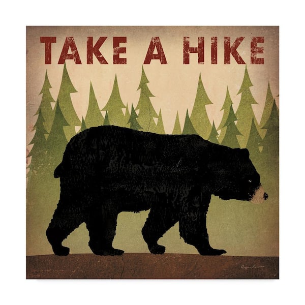 Trademark Fine Art 18 in. x 18 in. Take A Hike Black Bear by Ryan Fowler Floater Frame Animal Wall Art