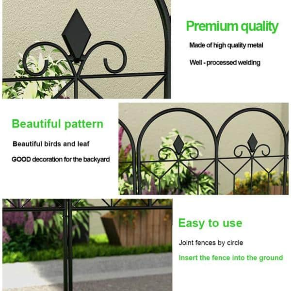 10 ft. L x 24 in. H Square Metal Garden Fence Rustproof Wire Fencing Border Decorative (10-Pack Total)