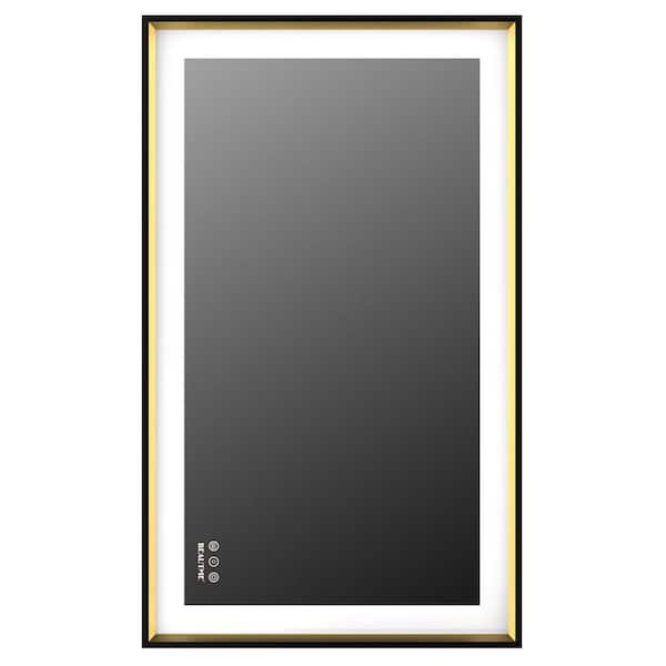 Tileon 40 in. W x 24 in. H Rectangular Aluminium Framed Anti-Fog Memory Dimmable Wall Bathroom Vanity Mirror in Black