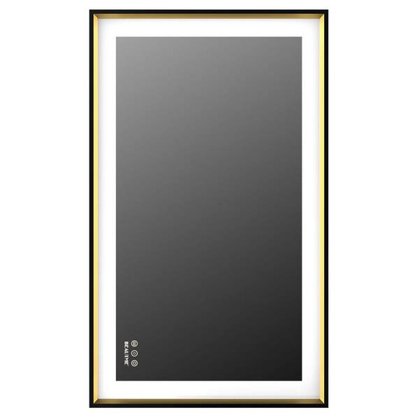 EPOWP 40 in. W x 24 in. H Large Rectangle Aluminum Framed Wall Bathroom Vanity Mirror in Black