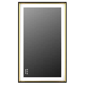 24 in. W x 40 in. H Modern LED Adjustable Anti-Fog Rectangular Framed Wall Bathroom Vanity Mirror in Black with Memory