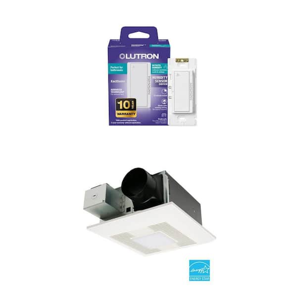 XactSense Humidity Sensor Switch (MS-HS3-WH) and WhisperFit DC/LED 50/80/110 CFM Exhaust Fan Combo