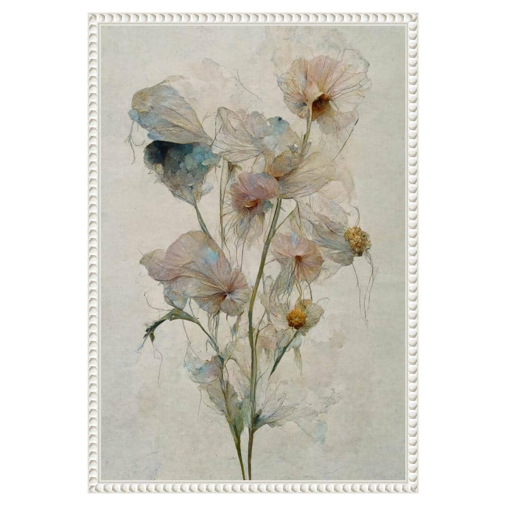 Ethereal Botanical Beaded Framed Canvas Wall Art