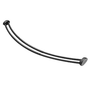 72 in. Aluminum Rustproof Double Curved Shower Curtain Rod, Adjustable from 45 in to 72 in, Wall Mounted in Matt Black