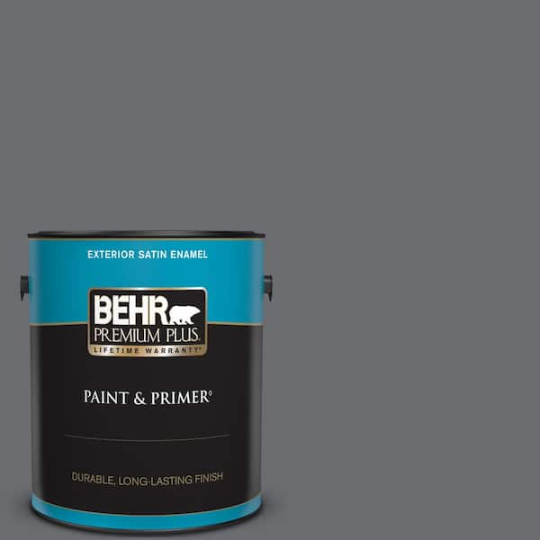 BEHR PREMIUM PLUS 1 gal. #PPF-49 Platinum Gray Satin Enamel Exterior Paint & Primer