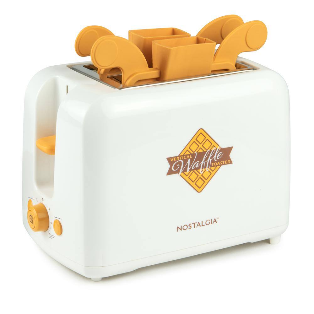 Nostalgia 650Watt 2Slice Ivory Waffle Toaster with 2Silicon Molds