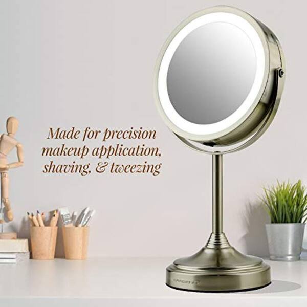 Ovente Small Nickel Brushed Lighted, Sunter Professional Led Vanity Mirror