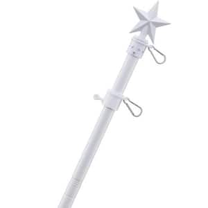 5 ft. Metal Telescoping Flagpole with 3 ft. x 5 ft. Flag Pole for Residential with Holder Bracket in White Finish