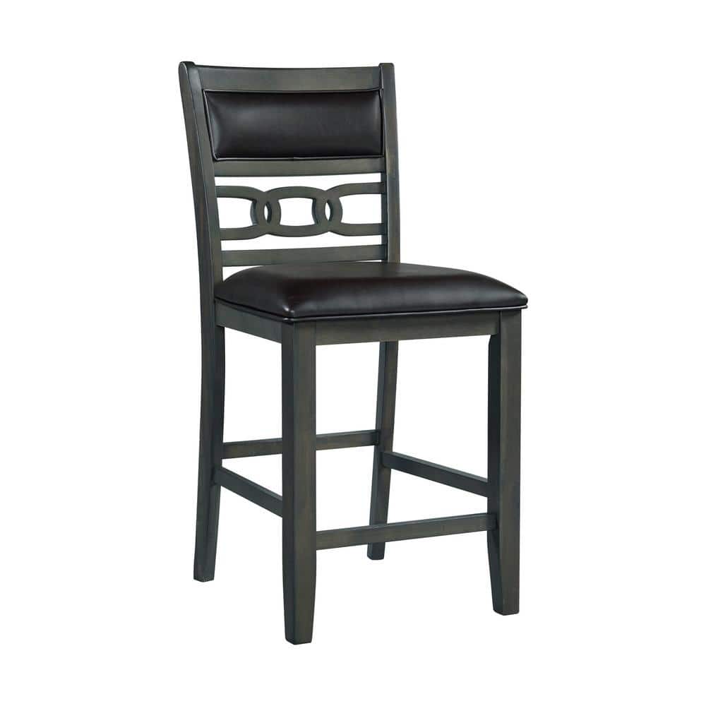 Taylor 40'' Dark Gray Faux Leather Link-Back Counter Chair Set