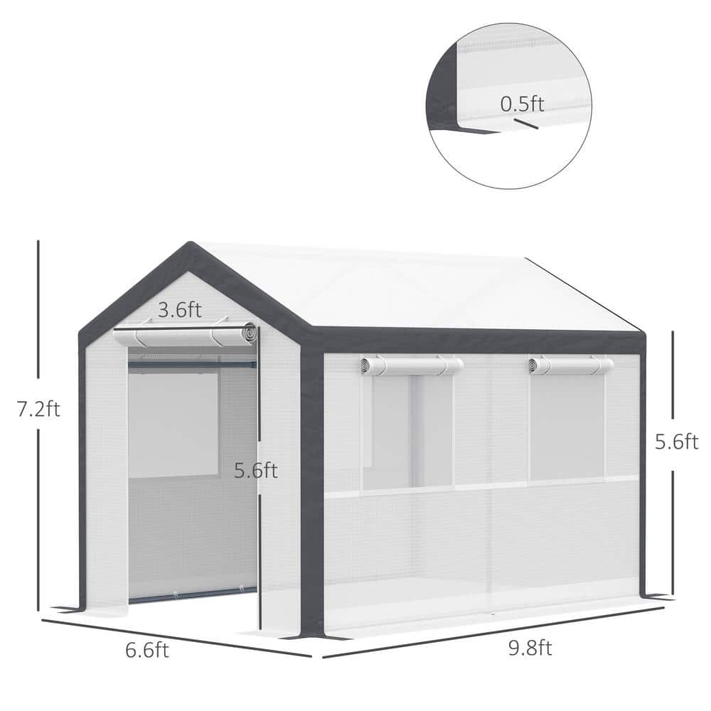 Outsunny White Steel Frame Walk-In Greenhouse with Roll-Up Windows