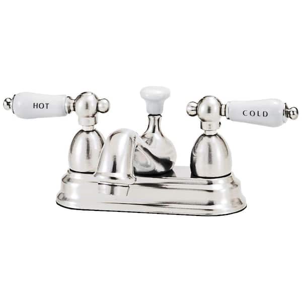 Elizabethan Classics Bradsford 4 in. 2-Handle Mid-Arc Bathroom Faucet in Chrome with Porcelain Lever Handle