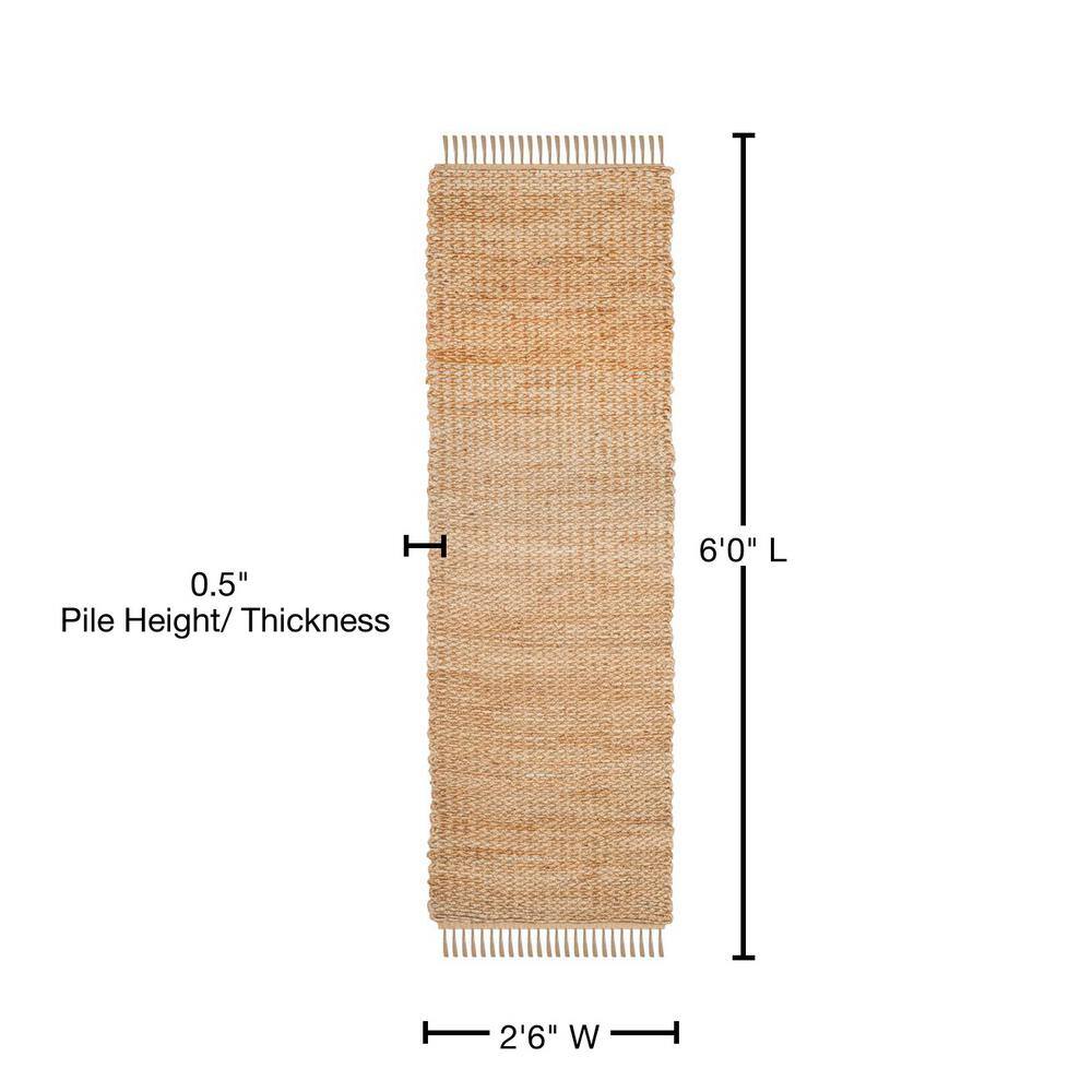 Natural Jute Hand-Woven 2'6" x 6' Runner Rug