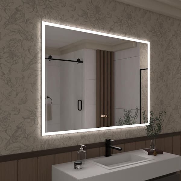 Haru 48 in. W x 36 in. H Rectangular Frameless LED Wall Bathroom Vanity Mirror