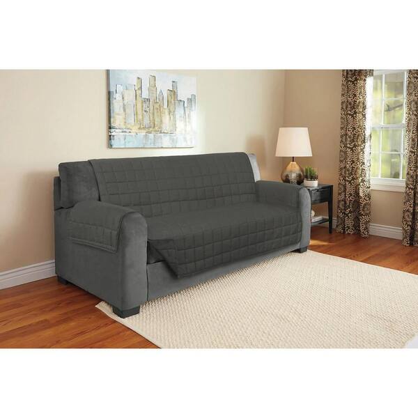 Homestyle Gray Suede Relaxed Fit Sofa Furniture Protector (1-Piece)