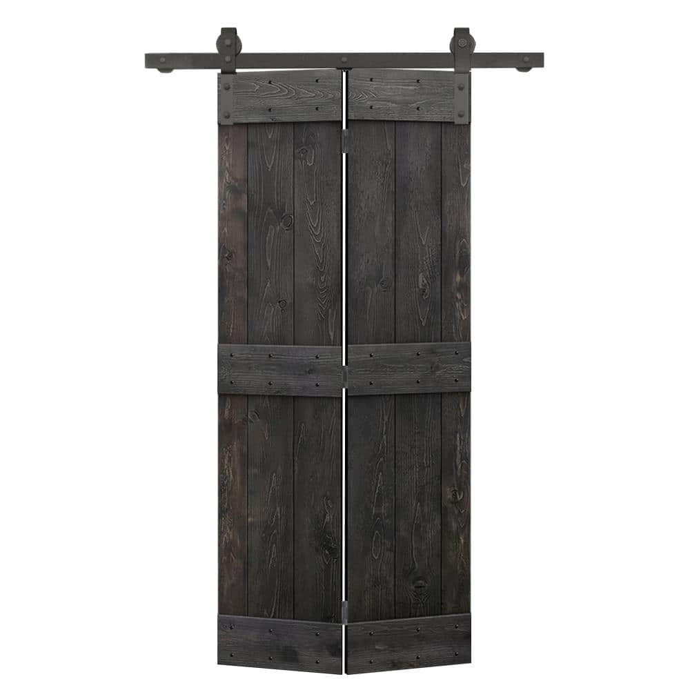 CALHOME 20 in. x 84 in. Mid-Bar Series Charcoal Black Stained DIY Wood ...