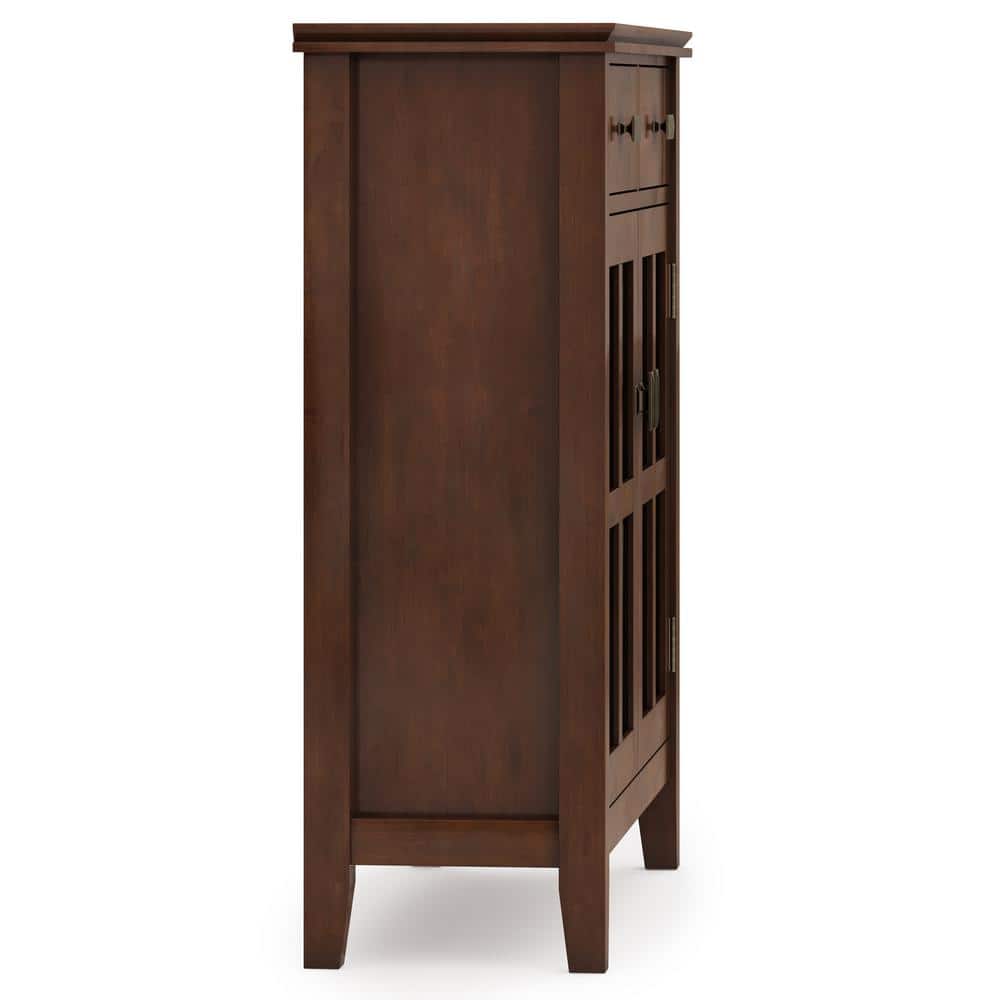 Russet Brown Solid Wood Entryway Storage Cabinet with Adjustable Shelves