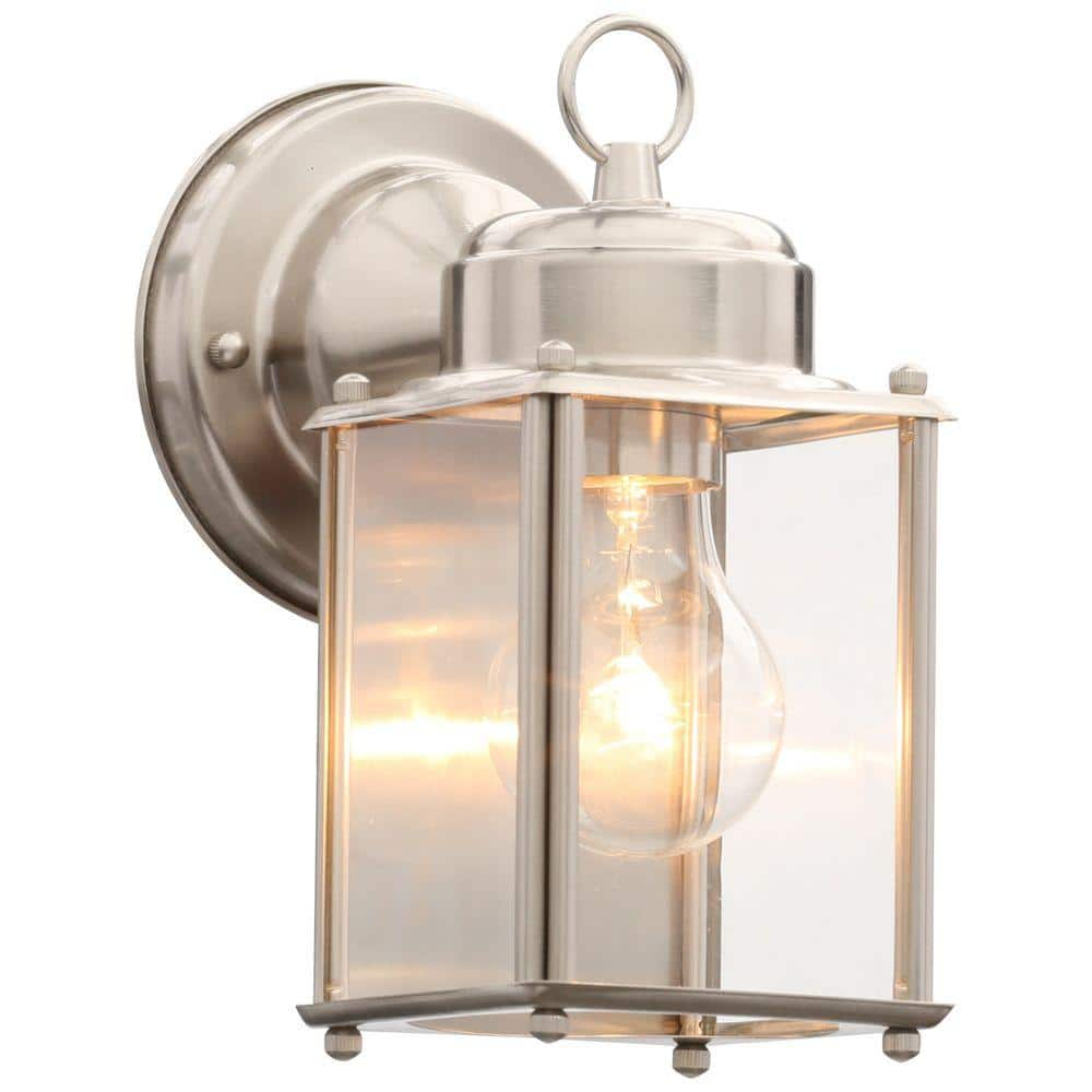 Progress Lighting 1-Light Brushed Nickel Clear Flat Glass