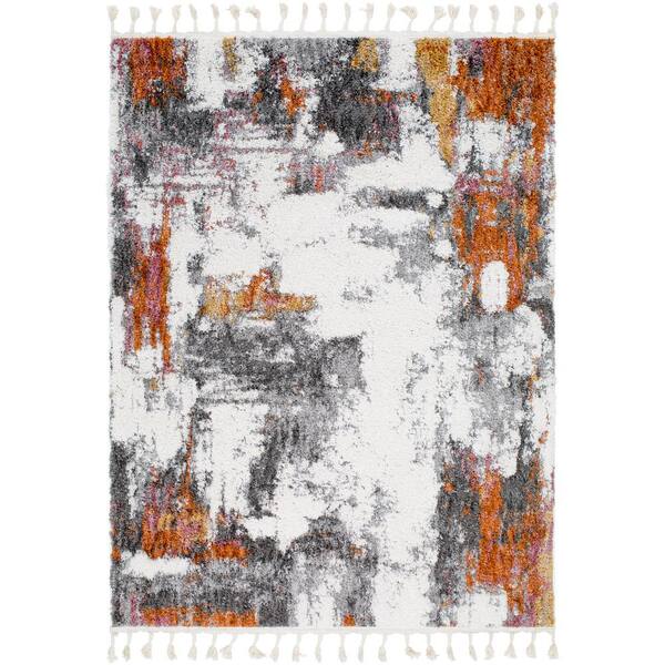 Livabliss Polaris Charcoal/Red 8 ft. x 10 ft. Indoor Area Rug