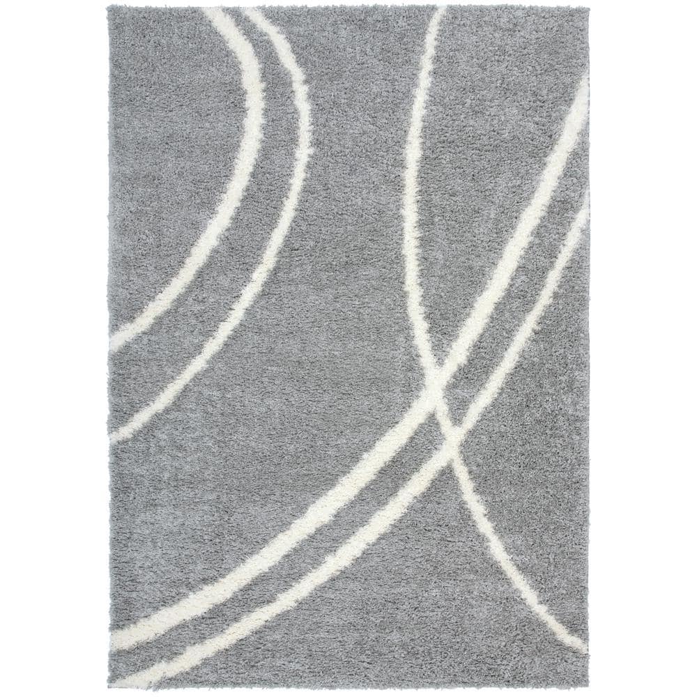 Striped Shaggy Long Rugs for Bathroom Cozy Shag Collection Gray Solid No  Slip Shower Plush Carpet Mat Living & Bedroom Soft Thick Area Rug Large  Bath