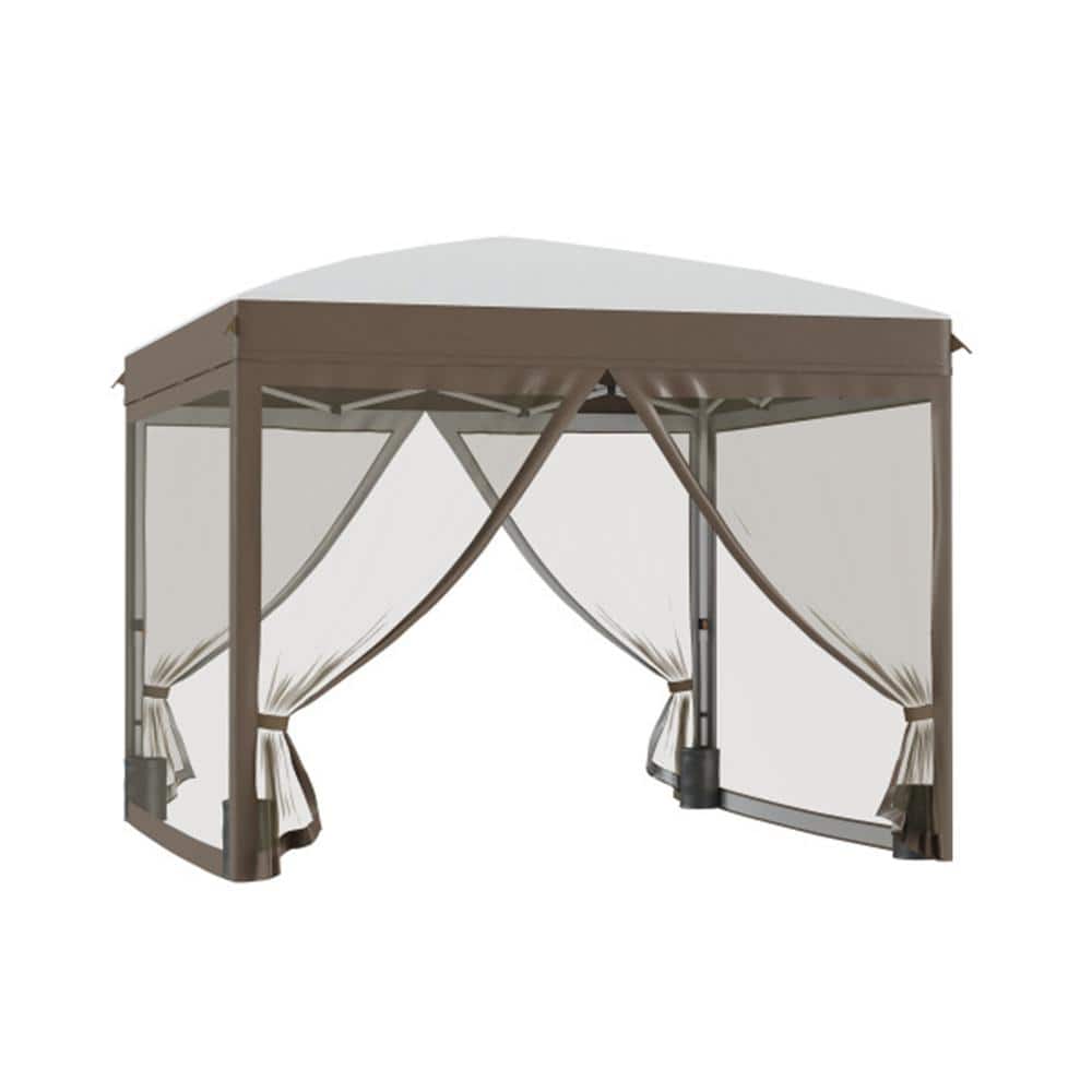 10 ft. x 10 ft. Outdoor Steel Event/Party Pop Up Tent Canopy with Netting and 4 Sand Bags in Cream price history on PriceWatchPro