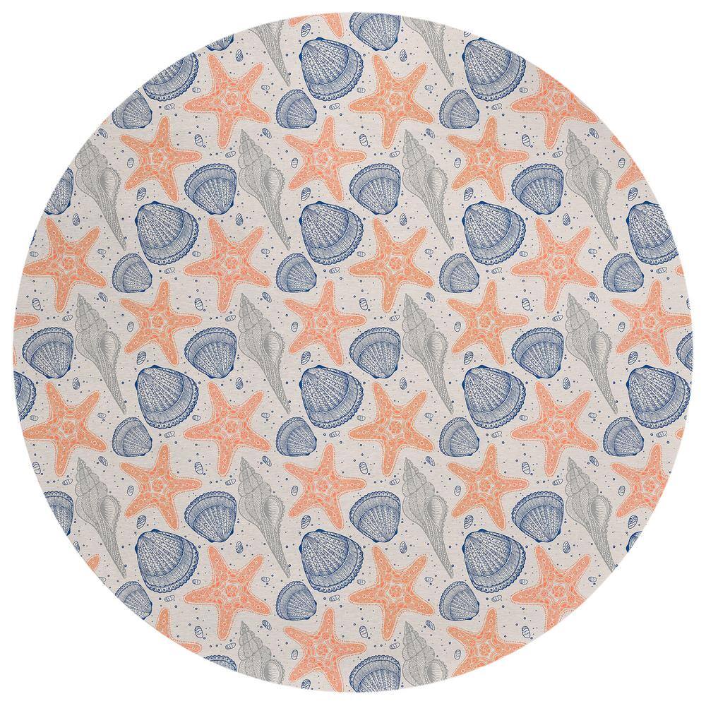 Surfside Beige 8 ft. x 8 ft. Geometric Indoor/Outdoor Area Rug