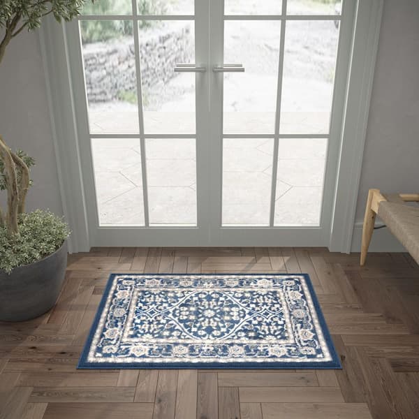 Madison Oriental Navy 2 ft. x 3 ft. Indoor Area Rug