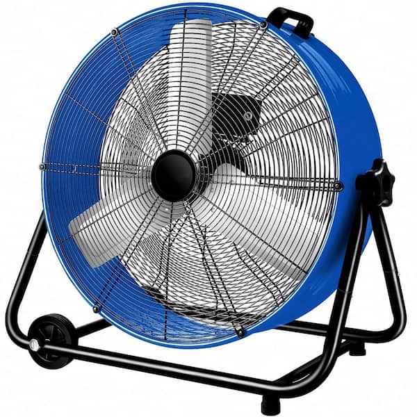 24 in. Drum Fan, 8100 CFM Air Circulation High Velocity Industrial Fan with 360° Adjustable Tilt in Blue