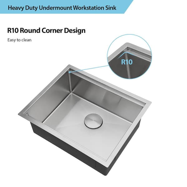 Undermount 23 in. 18-Gauge Stainless Steel Bar Sink in Brushed Stainless