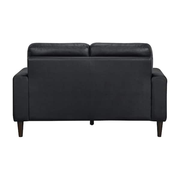 Lazzara Milford 56 in. W Black Leather Match Loveseat 8566BLK-2
