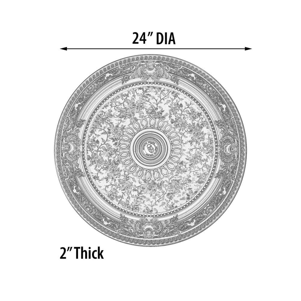 Petite Round Champagne Silver Ceiling Medallion with Floral Pattern