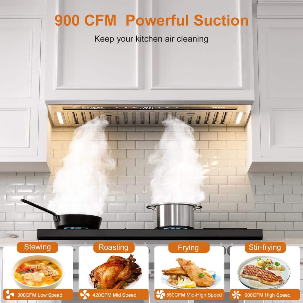 BRANO 30 Inch Stainless Steel Range Hood with LED Lights