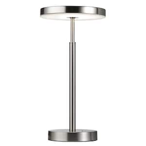 Francine 15.75 in. Satin Nickel Integrated LED Bedside Table Lamp with White Actylic Diffuser