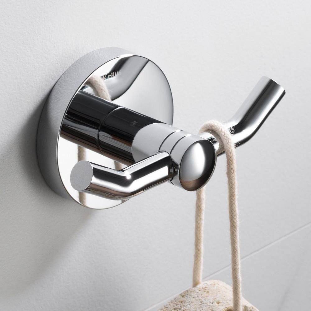 KRAUS Elie Bathroom Robe and Towel Double Hook in ChromeKEA18802CH