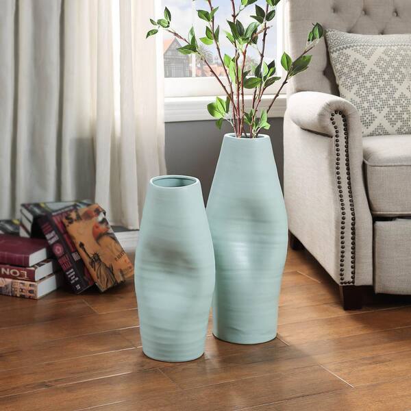 StyleCraft Guzzi Mint - Light Mint Indented Ceramic Vase
