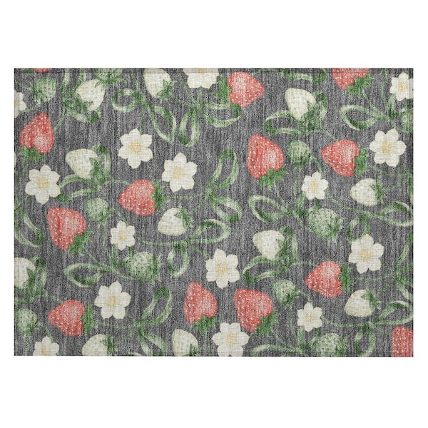 Chantille Machine Washable Indoor/Outdoor Abstract ACN2864 Graphite 2 ft. x 3 ft. Accent Rug