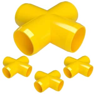 1 in. Furniture Grade PVC Cross in Yellow (4-Pack)