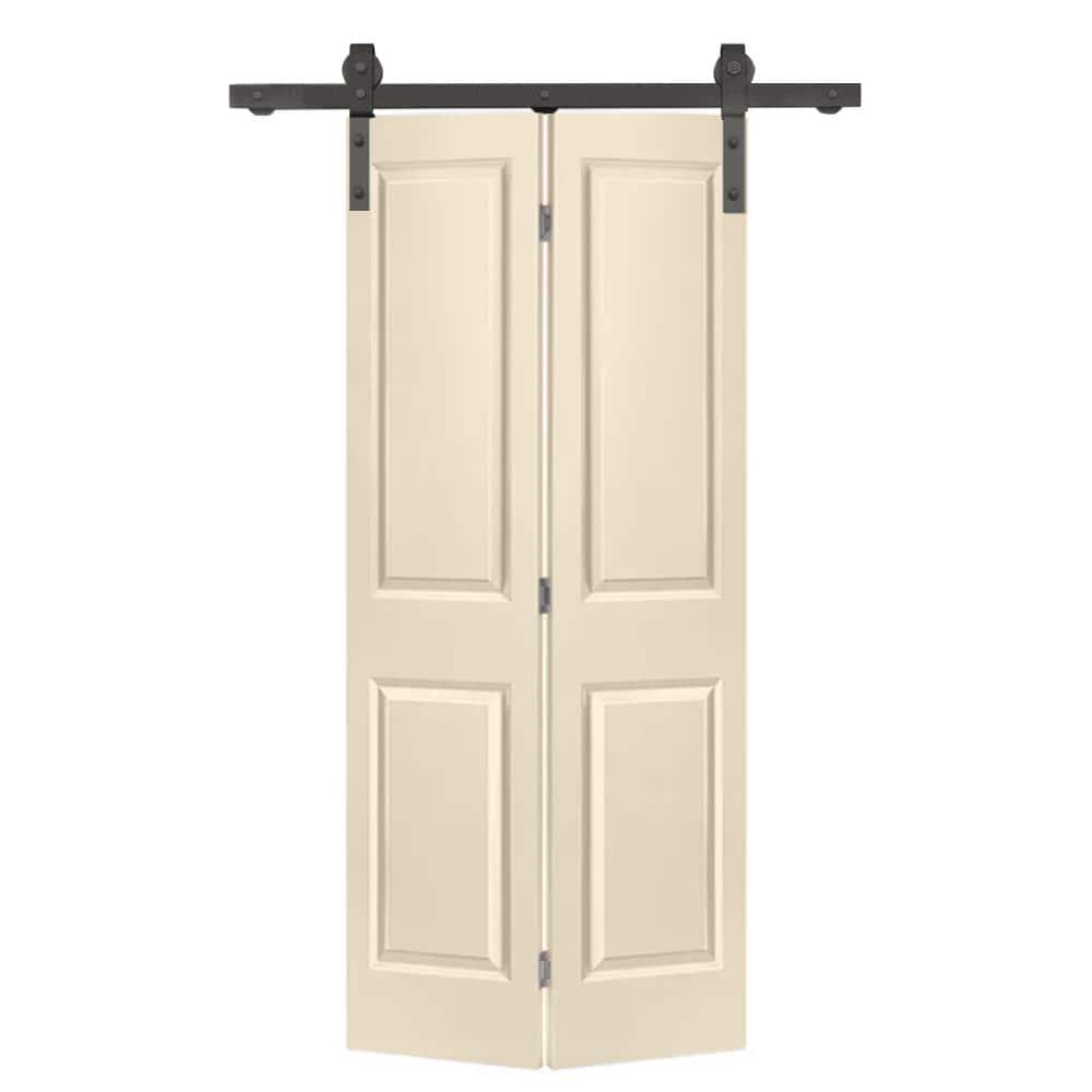 30 in. x 80 in. 2 Panel Beige Painted MDF Composite Bi-Fold Barn Door with Sliding Hardware Kit price history on PriceWatchPro