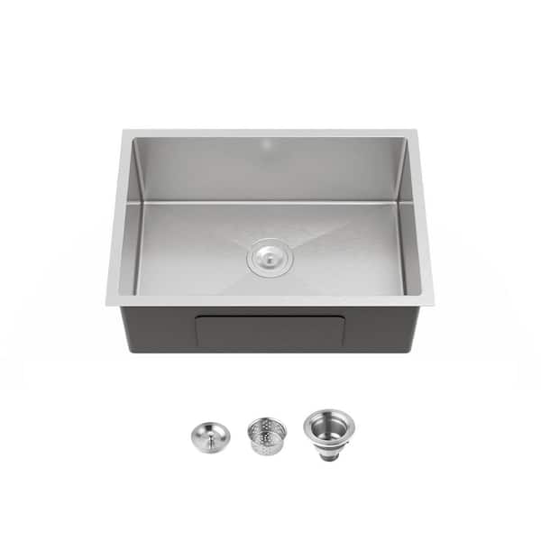 Satico 27 in. Multifunctional Undermount Single Bowl Nano Gray Stainless Steel Kitchen Sink (Sink Only)