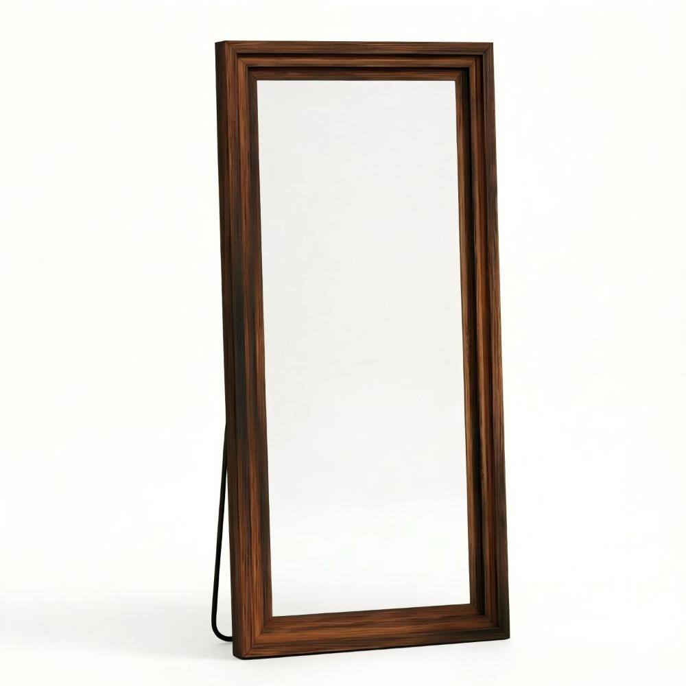 22 in. W x 65 in. H Oversized Walnut Classic Rectangle Wood Framed Full Length Mirror Solid Wood Floor Mirror