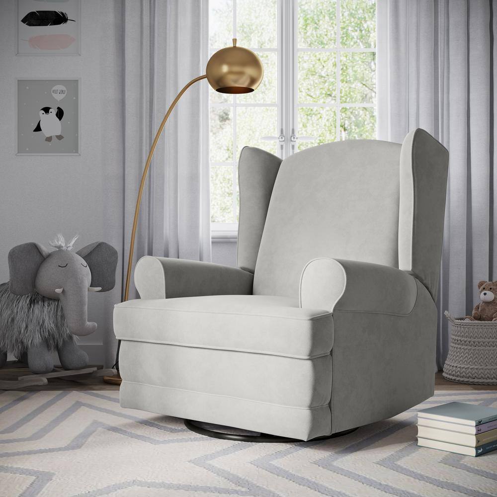 Serenity Wingback Steel Gray Swivel Recliner with USB Port