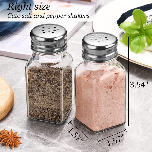 Esepony Glass Salt and Pepper Shakers Set with Stainless Lid
