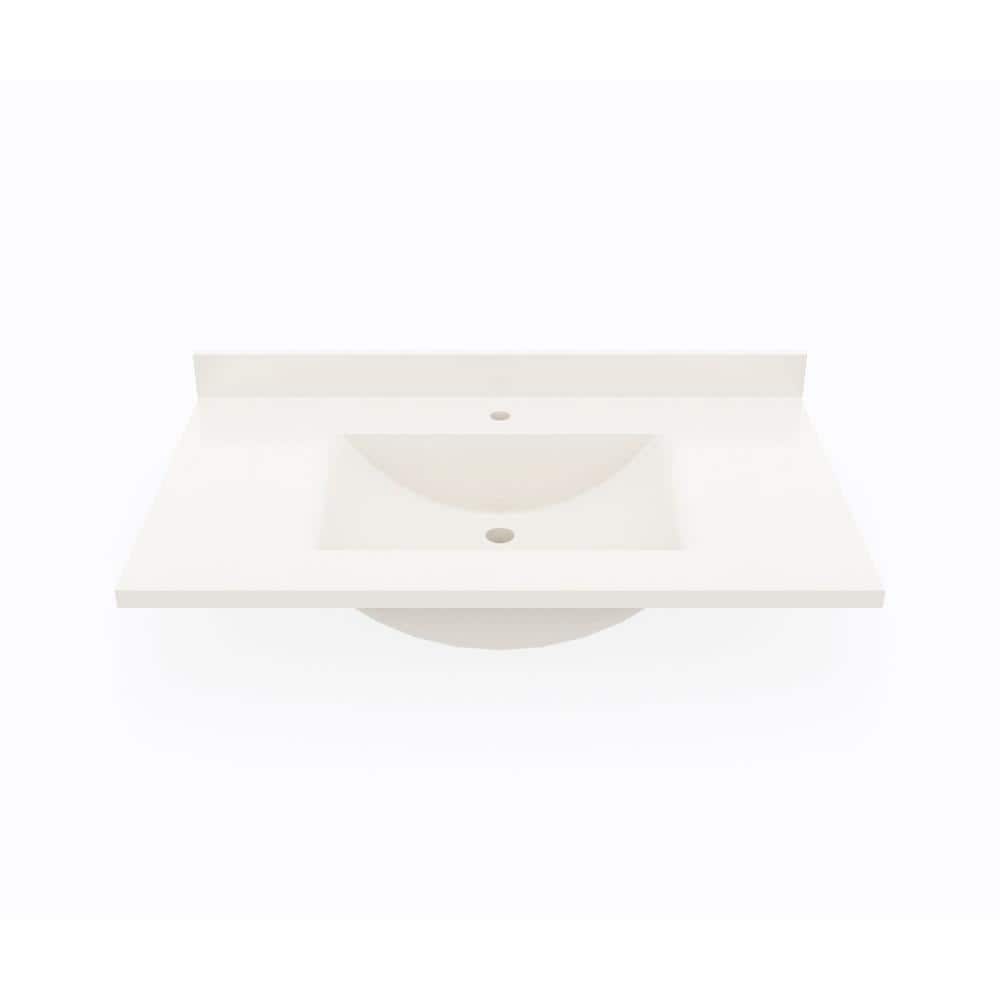 Tahiti White 37'' Swanstone Single Bathroom Vanity Top with Rectangular Sink
