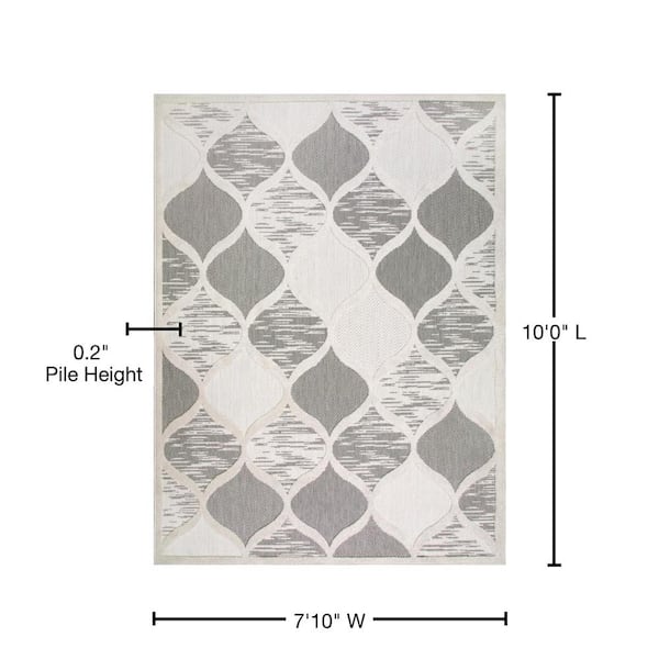 Gray and Ivory Moroccan Indoor Outdoor Area Rug