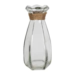 Clear Glass Vase with Jute String Accent