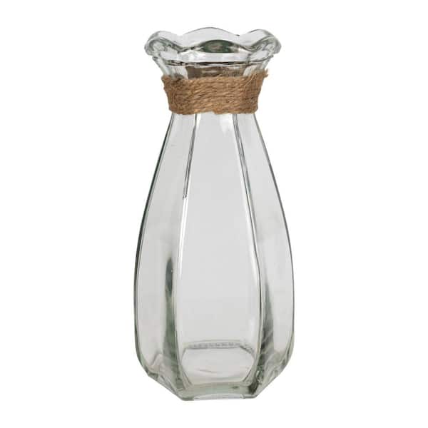 Stratton Home Decor Clear Glass Vase with Jute String Accent