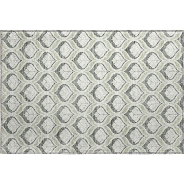 Mayfield Premium Machine Washable Abstract AMF2379 Celery 2 ft. x 3 ft. Accent Rug