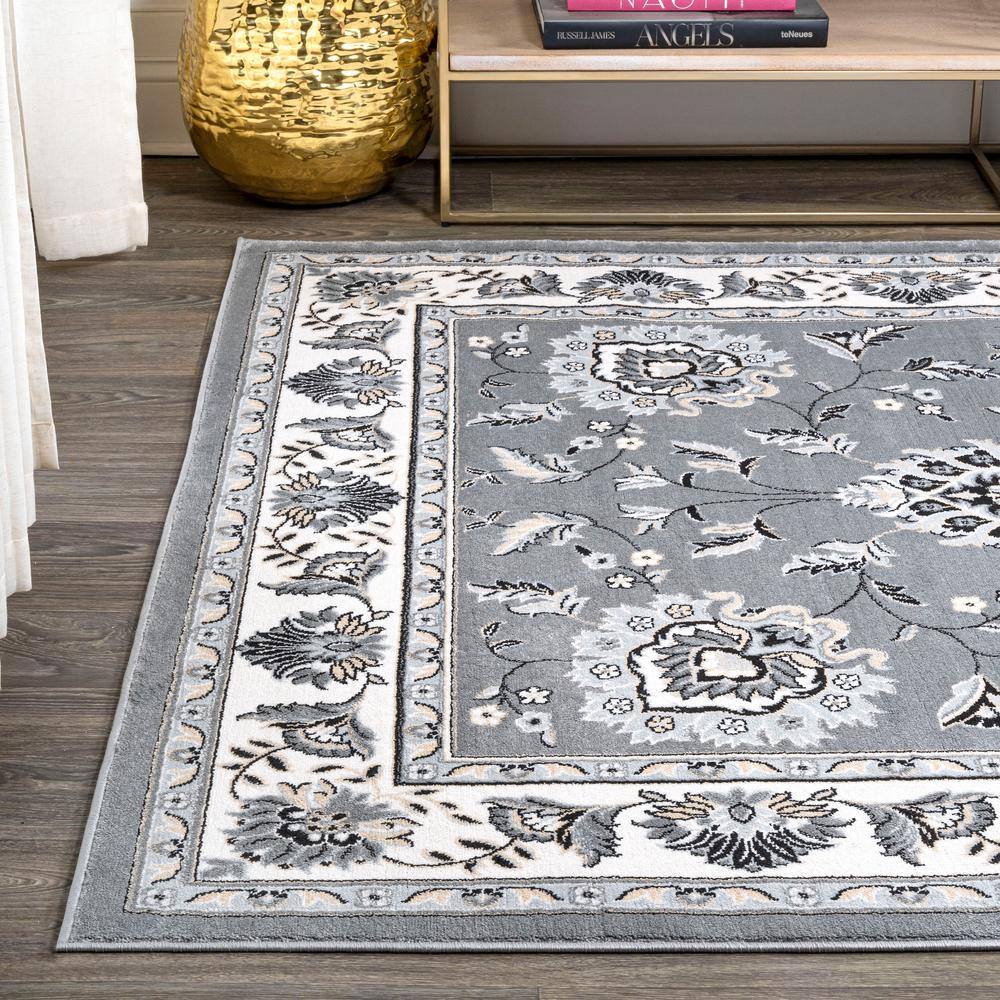 Gray and Cream 4' x 6' Reversible Synthetic Area Rug
