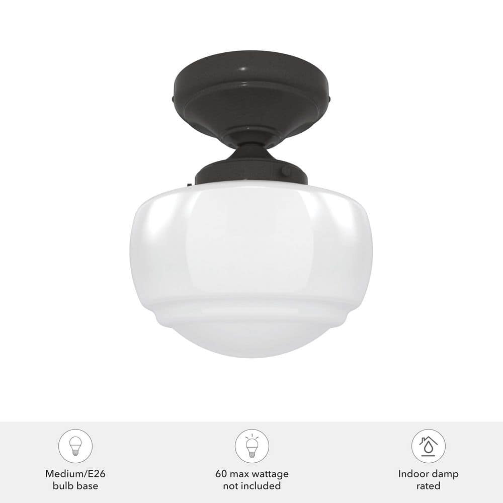Noble Bronze Saddle Creek 6.75" Schoolhouse Semi-Flush Mount Light