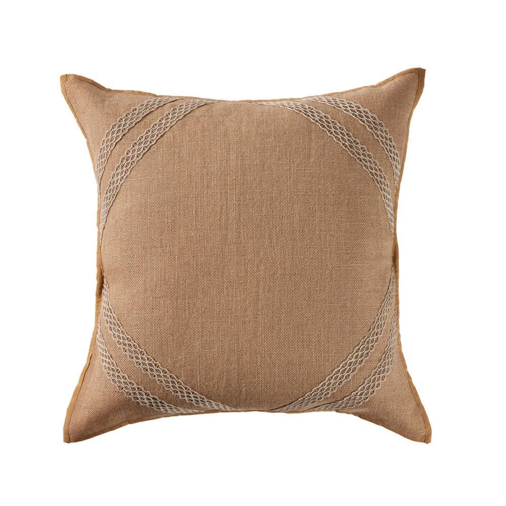 Lattice Frame Peach 20 in. x 20 in. Decorative Indoor Throw Pillow