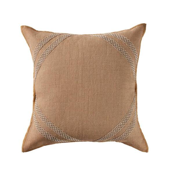 Unbranded Lattice Frame Peach 20 in. x 20 in. Decorative Indoor Throw Pillow